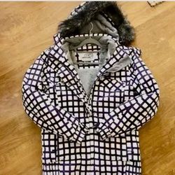 Millennium Three Purple And White Hooded Women’s Snow Jacket Size Medium 
