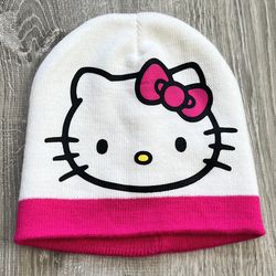 Hello Kitty by Sanrio Adult OS White Pink Beanie Skullie Knit Hat