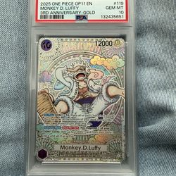 Monkey.D.Luffy (119) (SP) (Gold) - A Fist of Divine Speed (OP11) PSA 10