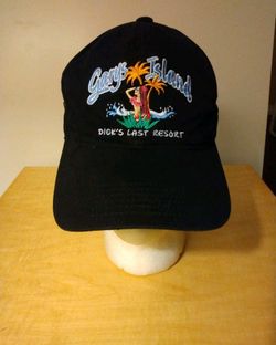 Vintage 1990s Gary's Island New Port Beach CA Black and Tan Adjustable Hat