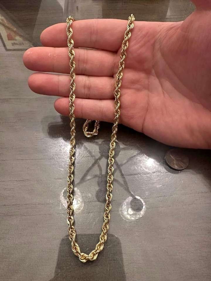 Solid 10k Yellow Gold Diamond Cut Rope Link Chain Necklace 26” Length 5.5mm Wide