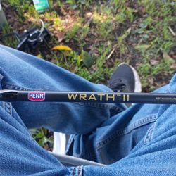 Penn wrath 2. 7ft 30lb  rod only. I have a reel but is Shakespeare cmf50
