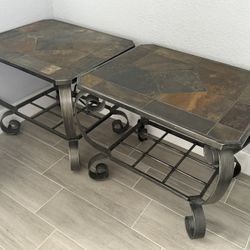 2  Wrought Iron/Tile  End Tables