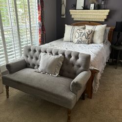 Grey Fabric Small Tufted Back Sofa 
