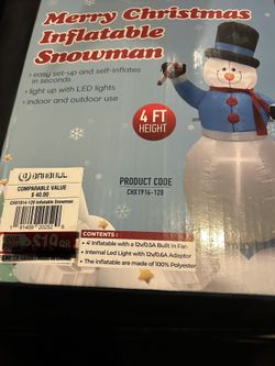 Merry Christmas Inflatable Snowman ⛄️ 4 Feet Height Retail $.40