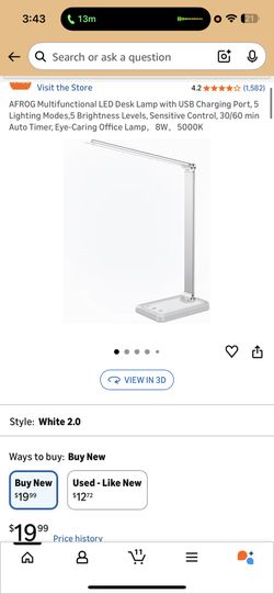 AFROG Multifunctional LED Desk Lamp with USB Charging Port, 5 Lighting Modes,5 Brightness Levels, Sensitive Control, 30/60 min Auto Timer, Eye-Caring 