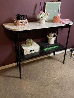 Entryway Faux Marble Console Table