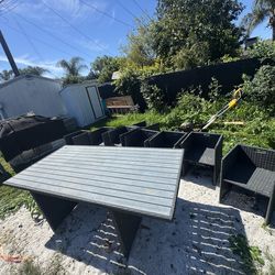 Wicker outdoor chairs and table