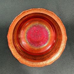 Vintage Set Of 4 Federal Glass Normandie Marigold Bowls 