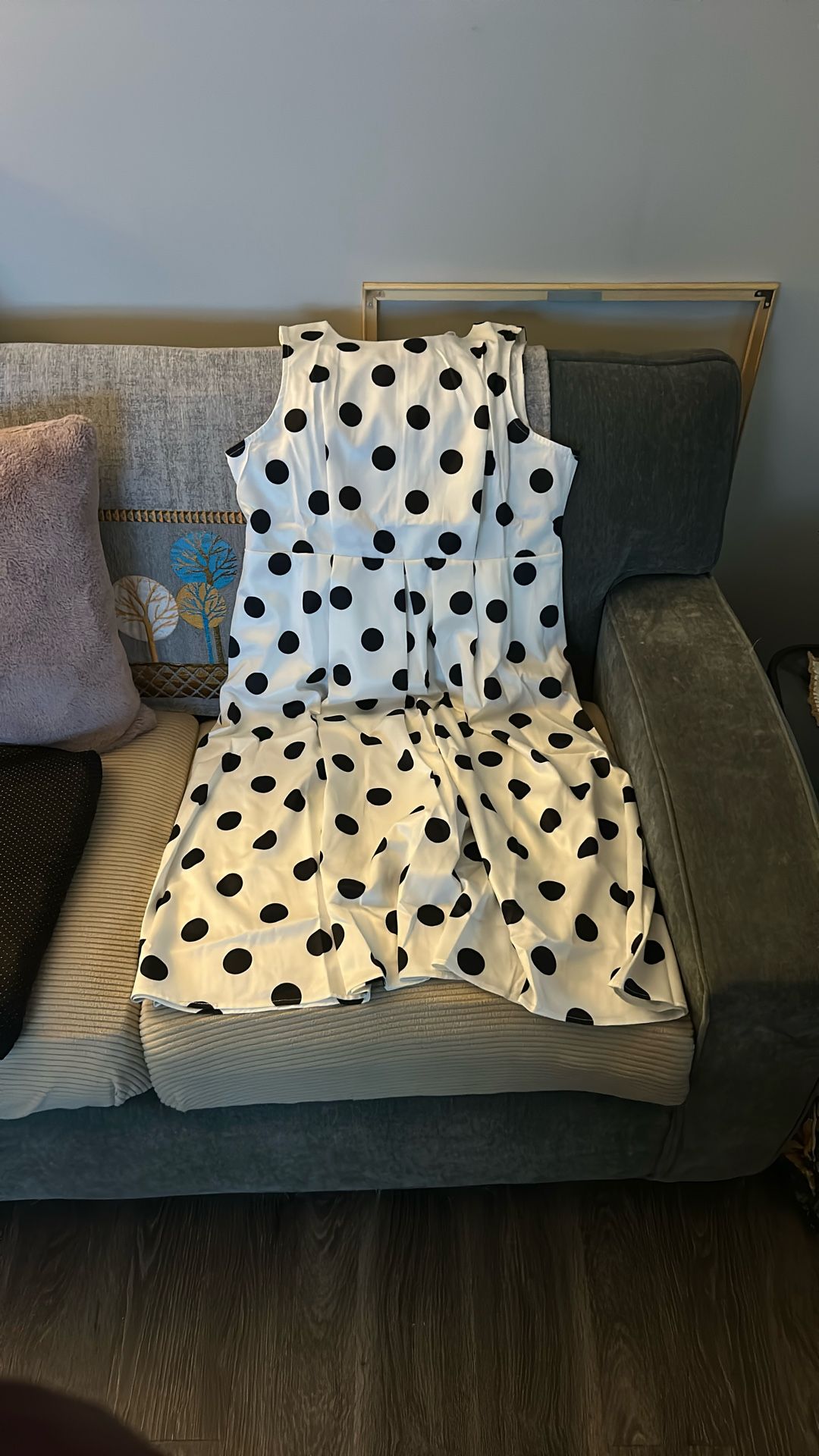 Midi White With Black Polka Dot Dress