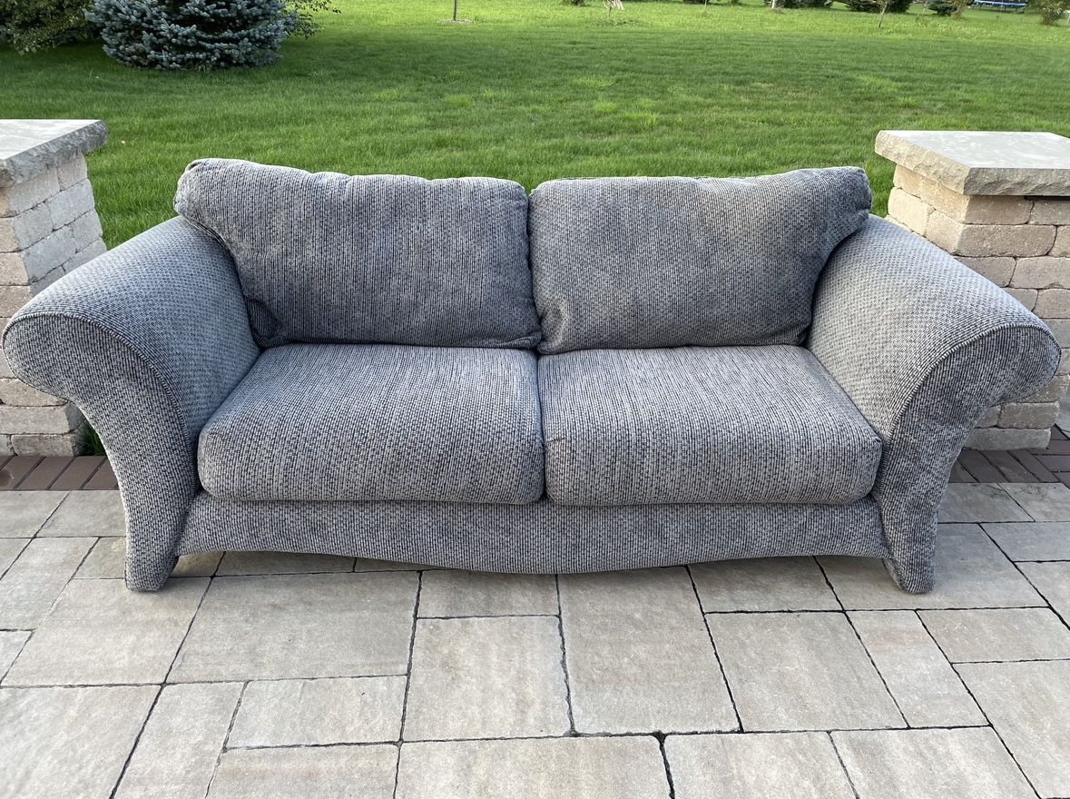 Grey Fabric Loveseat