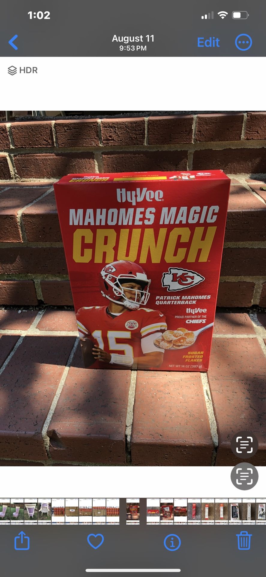 HyVee Mahomes Magic Crunch Cereal Boxes Unopened Case