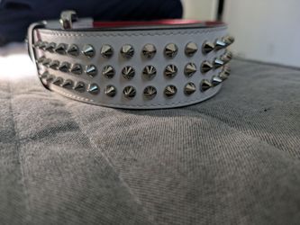 White Leather Studded Belt lou