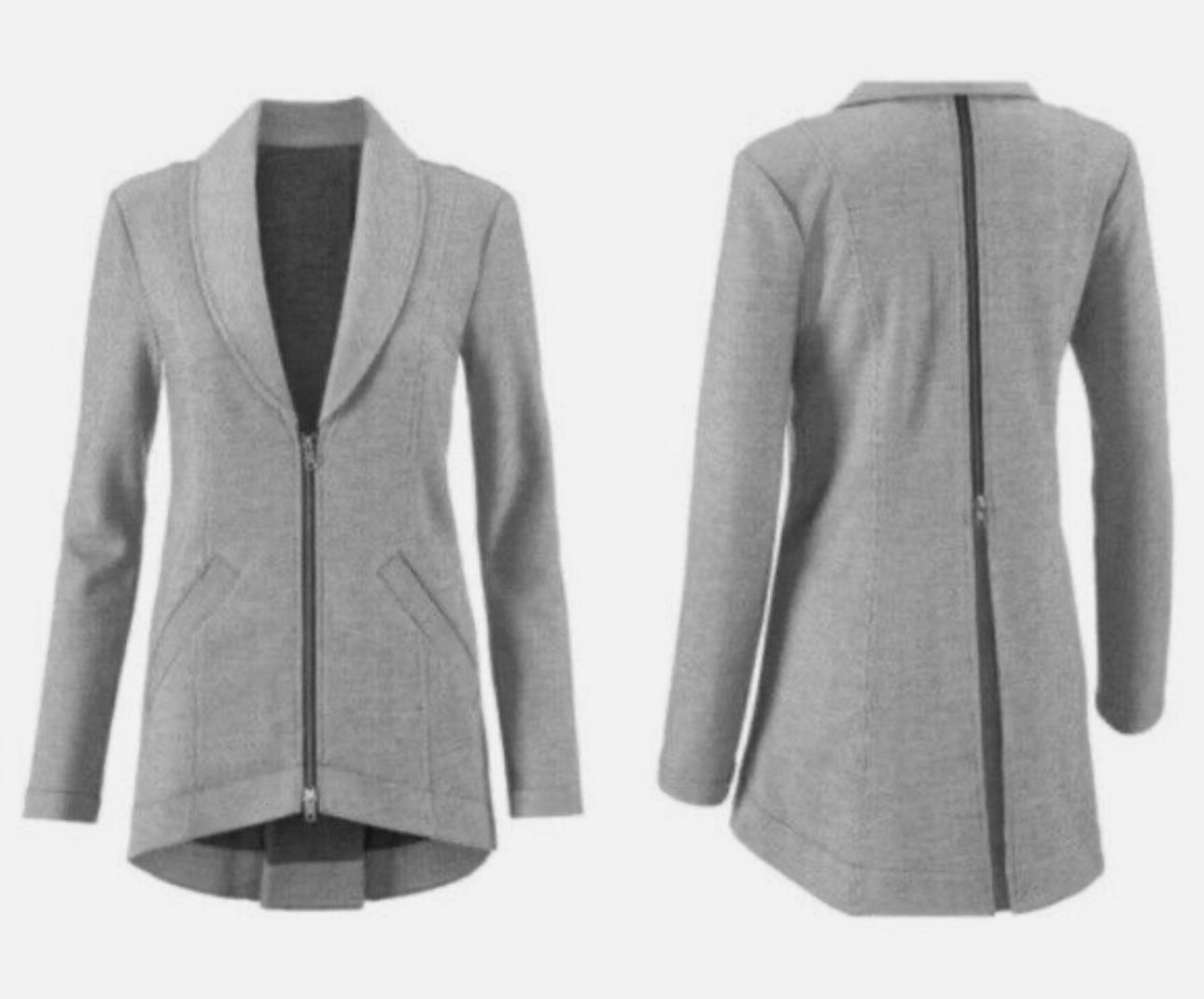 CABI #5300 Gray & White Drop-Off Striped Knit Blazer Sz XL NEW
