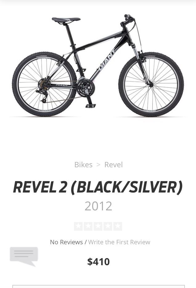 GIANT Revel2 Mountain Bike 2012 Black/Silver $140obo