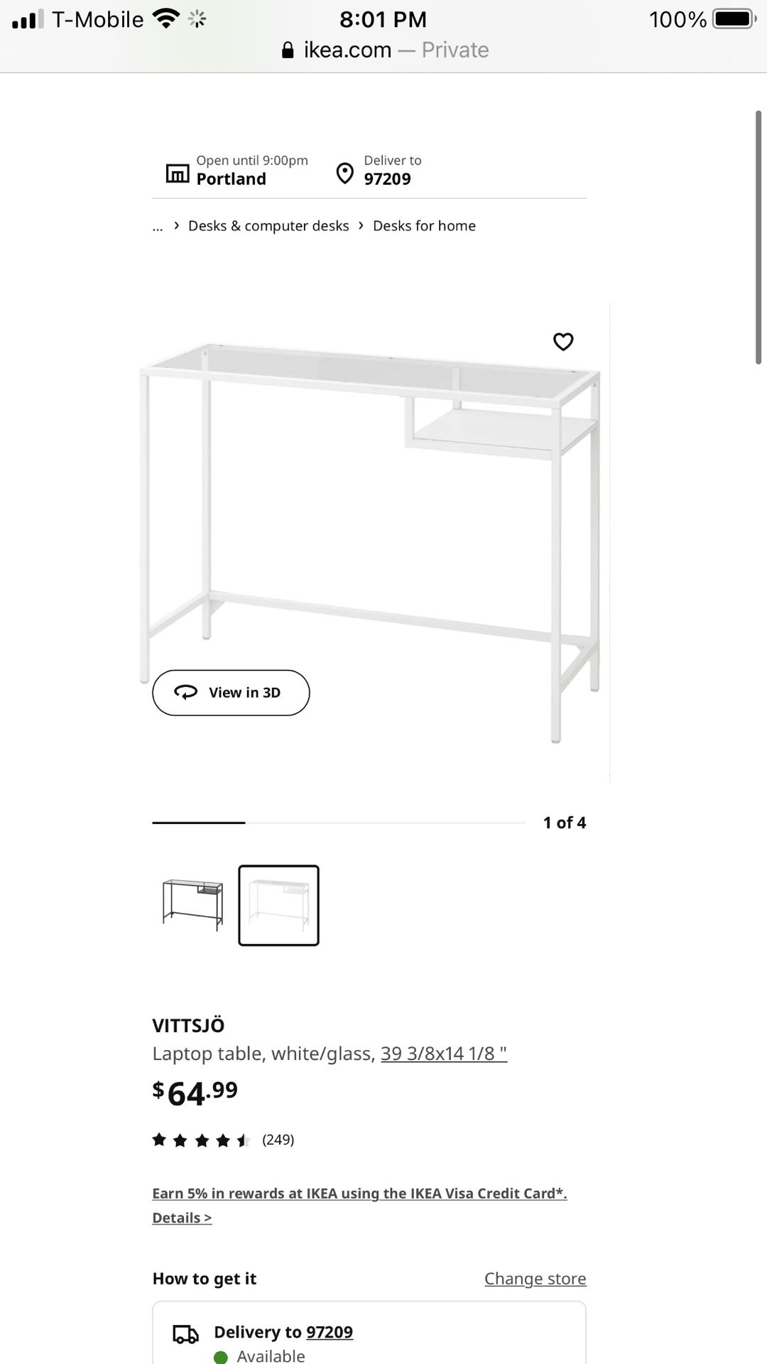 Thin IKEA desk -WHITE like new 