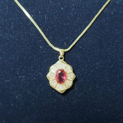 Ruby & White Sapphire Necklace