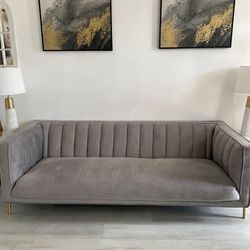 3 Pieces Bella Gray Velvet Sofa Set