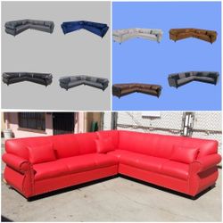 BRAND NEW  9x9ft SECTIONAL SOFA COUCH, RED  LEATHER, CUSTOM MADE AVAILABLE 