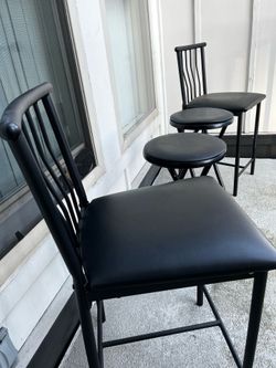 4-Piece Bar Height Seating Set - 2 Chairs & 2 Folding Stools - Black