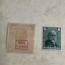 ROMANIA 9TH ARMY FISCAL STAMP & Gottlieb Daimler stamp