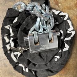 Vulcan bolt cutter proof case hardened security chain and lock 3/8 in x 9 ft
