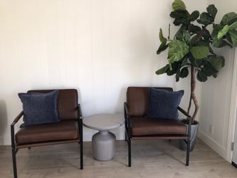 Chairs- black metal with real leather