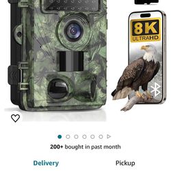 Trail Camera 8k 60MP WiFi Game Camera with No Glow Night Vision Motion Activated IP66 Waterproof, 98ft 130° Hunting Cam Cell Phone App for Outdoor Wil