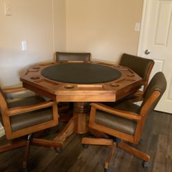 Solid Oak Reversible Poker Table