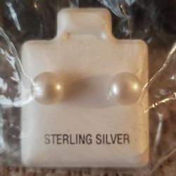Sterling Silver Pearl Earrings $5