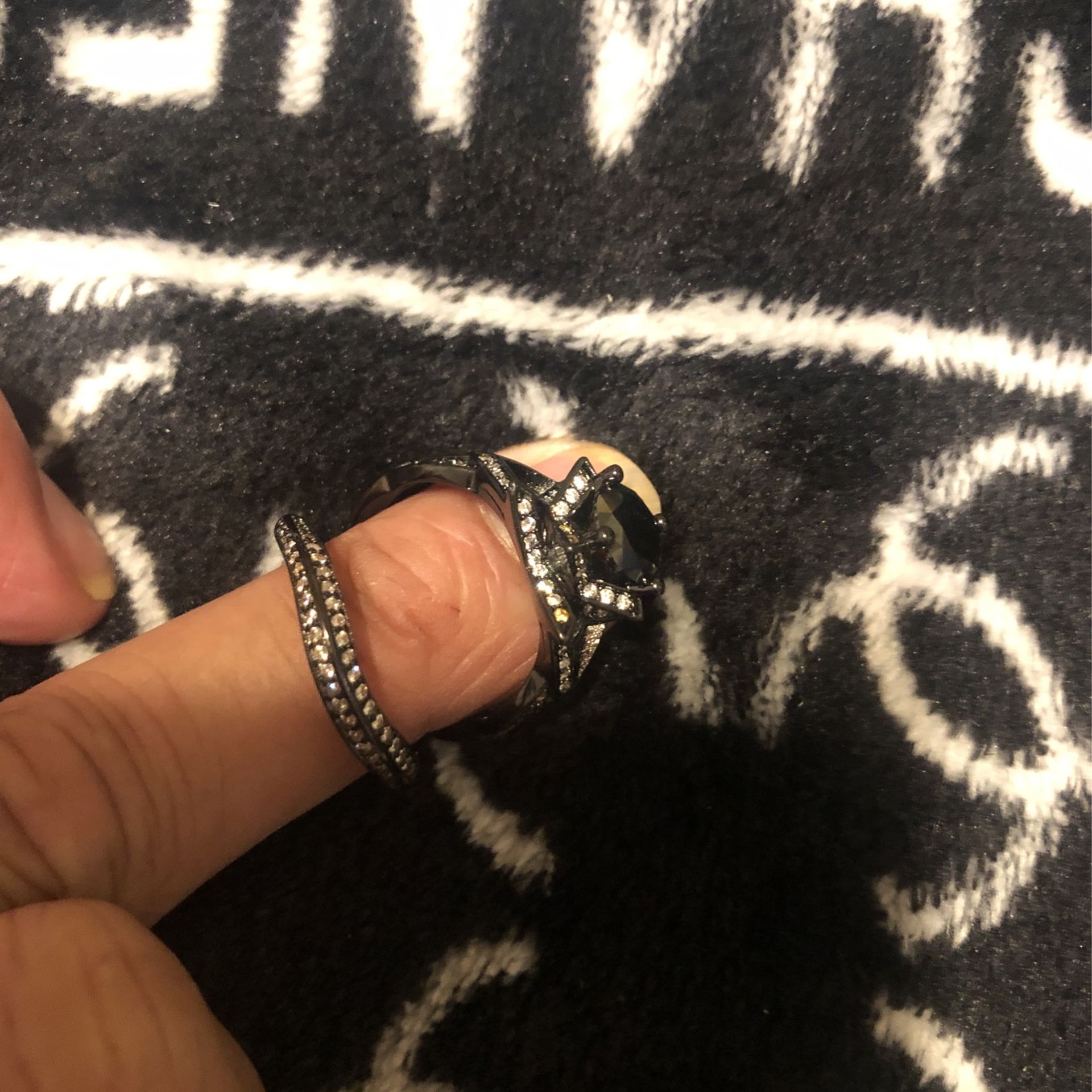 New Black And Silver Wedding Ring Size 7