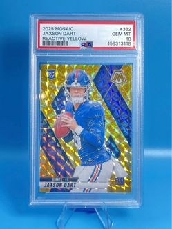 2025 Panini Mosaic - Rookies Jaxson Dart #362 Reactive Yellow Mosaic PSA 10