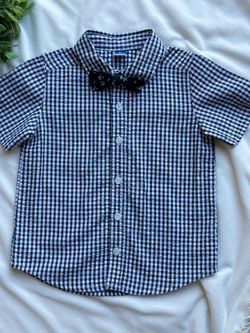 Old Navy Checkered Button Down Shirt With Bow Tie