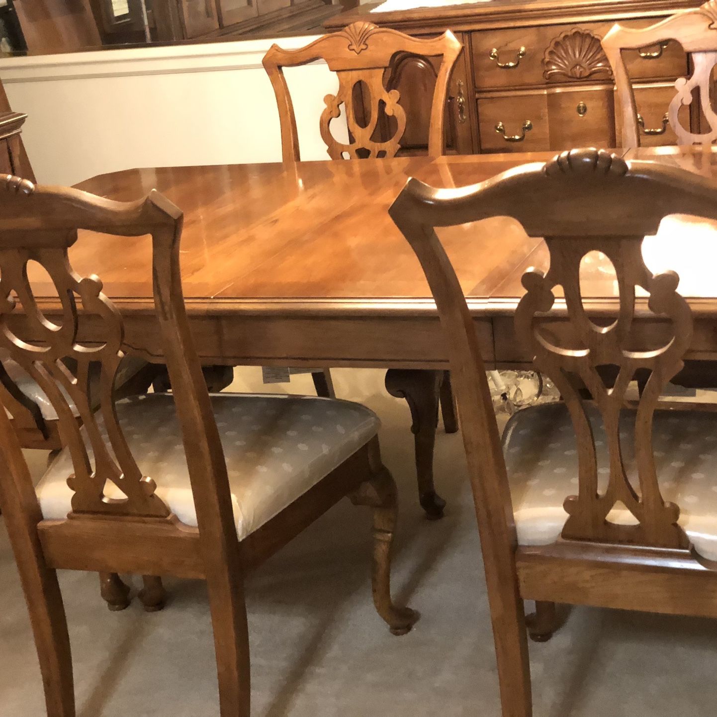 Dining Set, Table 6 Chairs Buffet, China Cabinet And Table Service