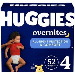 Huggies Overnites Nighttime Diapers, Size 4 (22-37 lbs), 52 Count