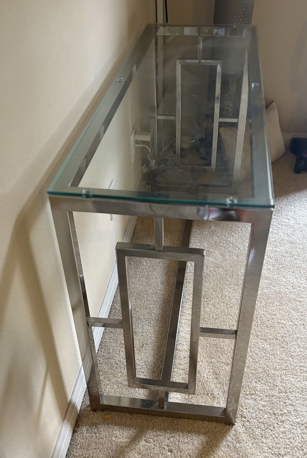 Stainless Steel Glass Console Table