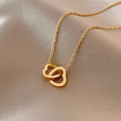 New Double Heart Gold Necklace