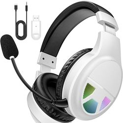 2.4GHz Wireless Gaming Headset for PC, PS5, PS4, Switch, USB Gaming Headphones with Noise Canceling Microphone