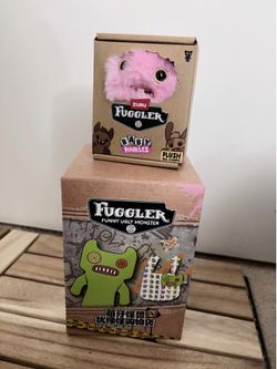 Fuggler green monster bag keychain & Baby Pink Bunny Fuggler set