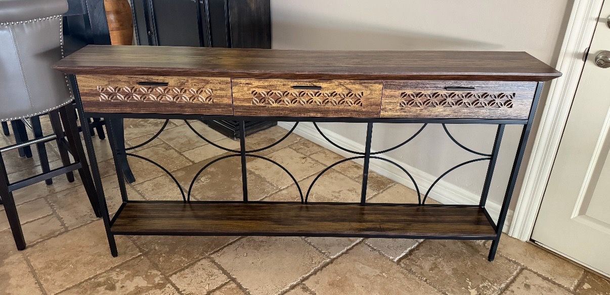 NEW 70.9" L Console Entryway Accent Sofa Table w/ Drawers
