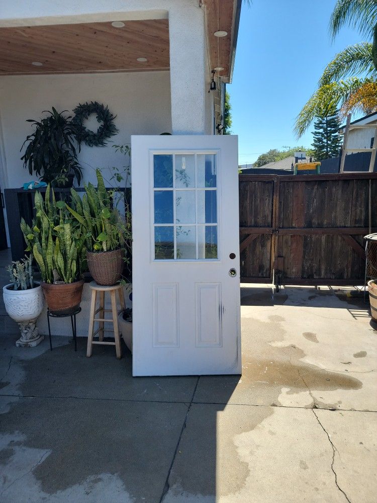 Whit Masonite Steel Door/ Used