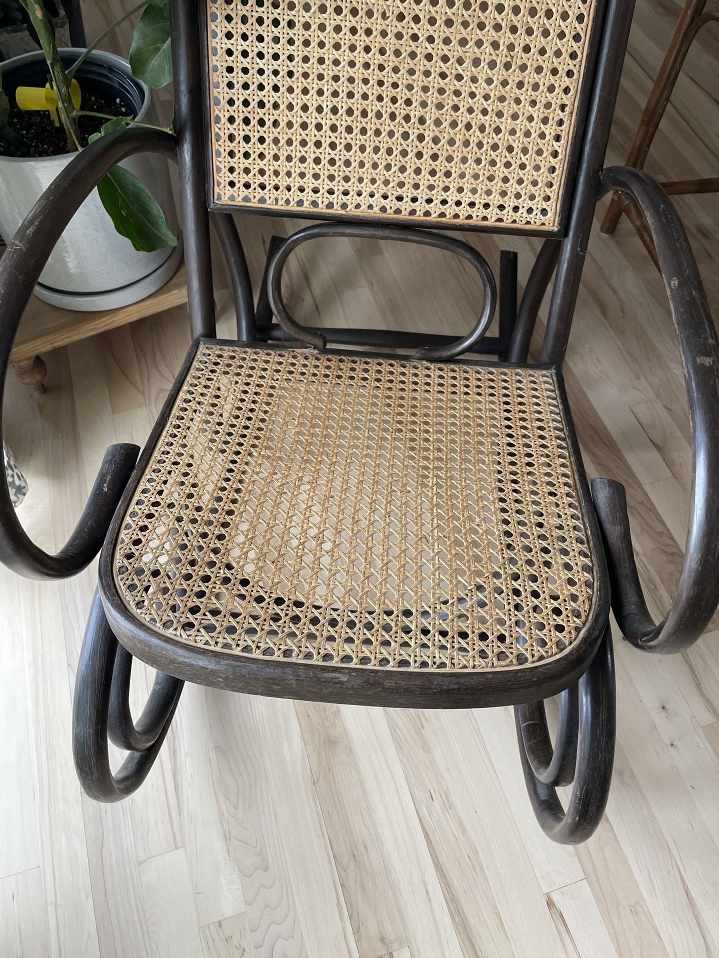 Bentwood Cane And Wooden Full Size Rocking Chair