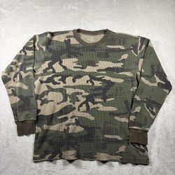 Vintage Anchor Blue Shirt Men's XL Camo Long Sleeve Thermal #1835