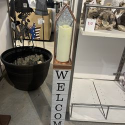 Indoor Outdoor Yard Garden Porch Home Decor Standing Welcome Candle Sign