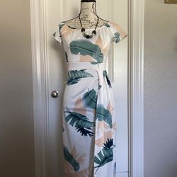 Off Shoulder Front Split Dress-Medium 