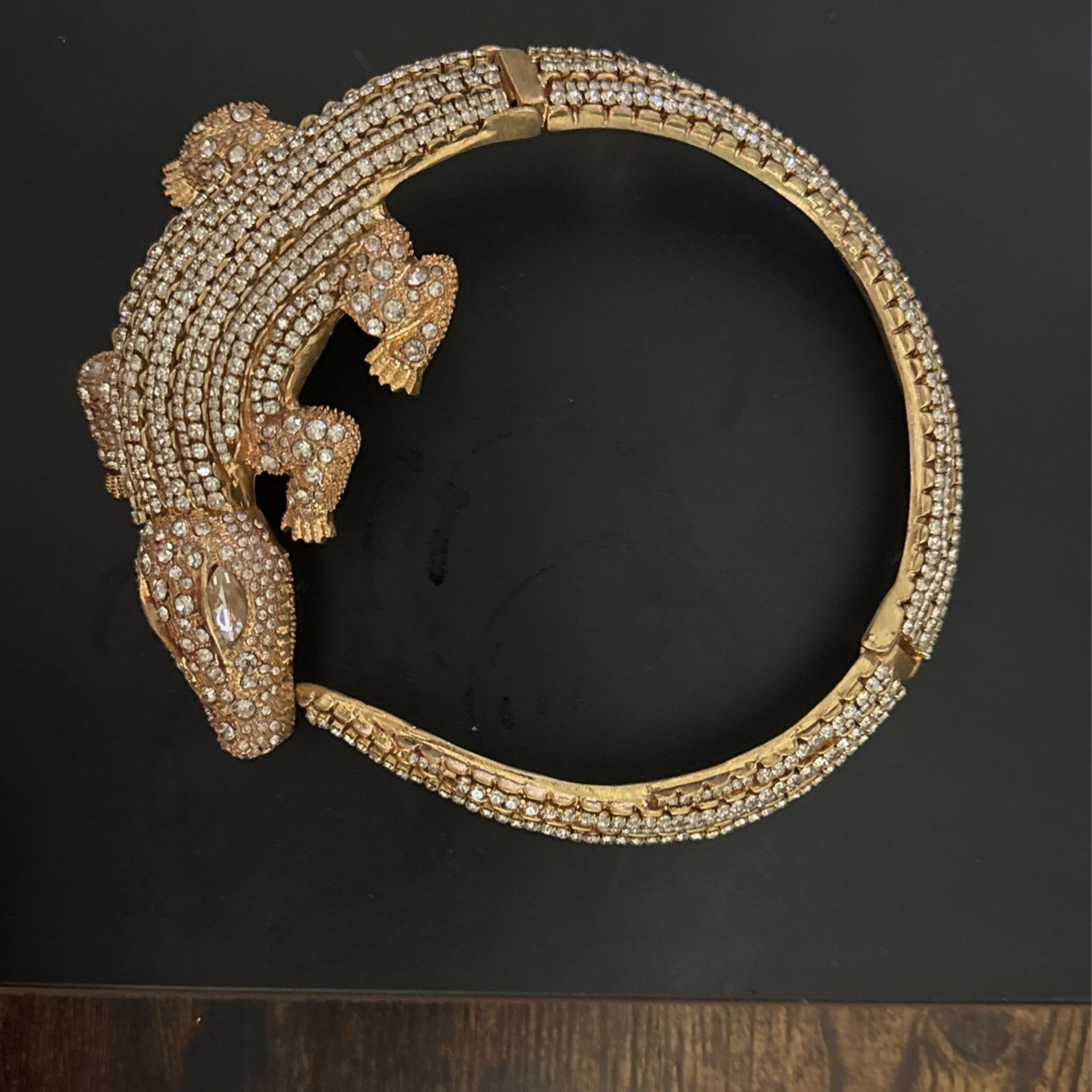 ZARA Gold Rhinestone Crocodile Alligator Necklace