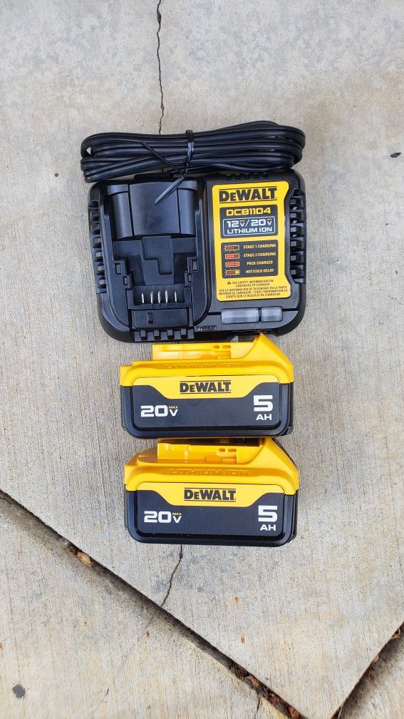 Dewalt 20v Batteries 5.0 Ah And Charger Brand New 