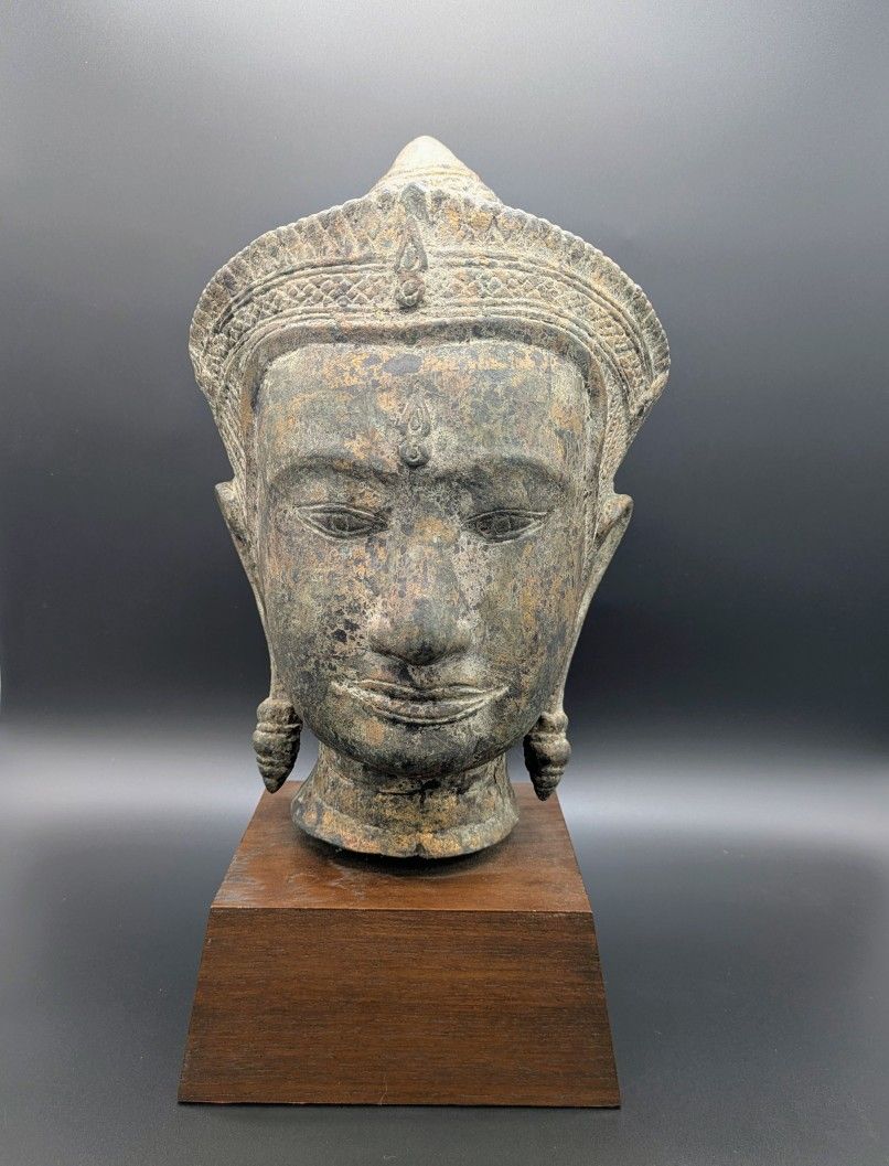 Vintage Cambodian Khmer Bronze Buddha Head