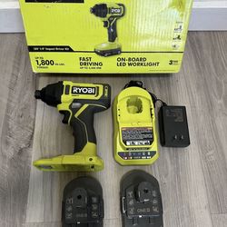 RYOBI ONE+ 18V Cordless 1/4 in. Impact Drill/Driver Kit with (2) 1.5 Ah Batteries and Charger
