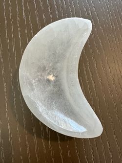 New, beautiful Selenite Crystal moon bowl. Shipping available.